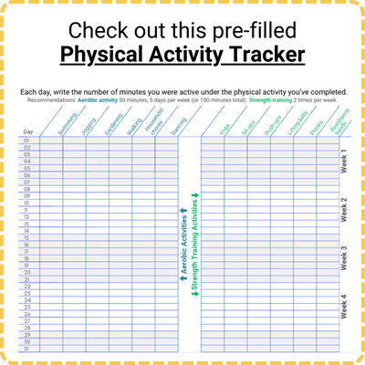 Select this to be taken to a PDF to track physical activity.